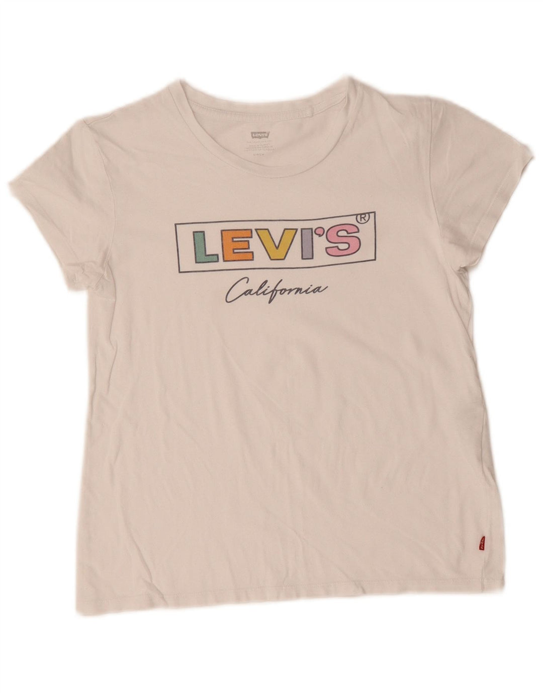 Tricou cu grafic crop LEVI'S Top UK 10 Bumbac alb mic