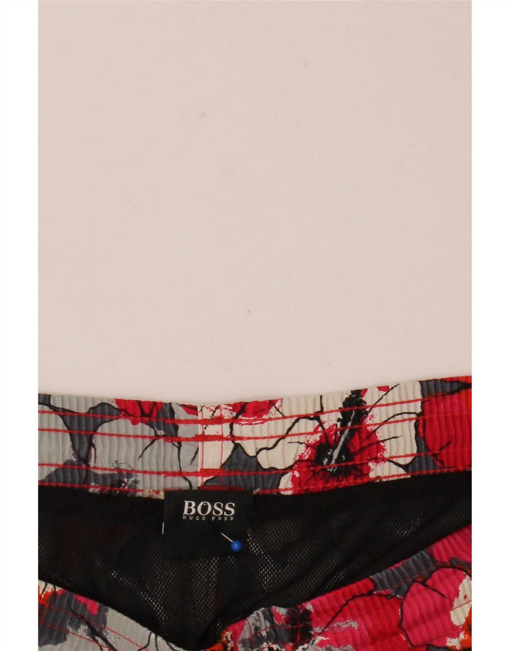 Pantaloni scurți de înot Hugo Boss pentru bărbați, mari, roșii, florale
