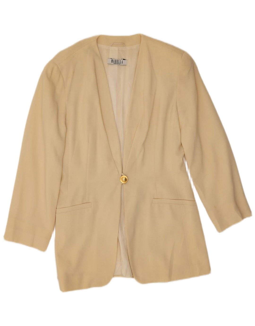 Jachetă Blazer pentru femei Marella cu 1 nasture UK 12 Medium Galben Lână nouă