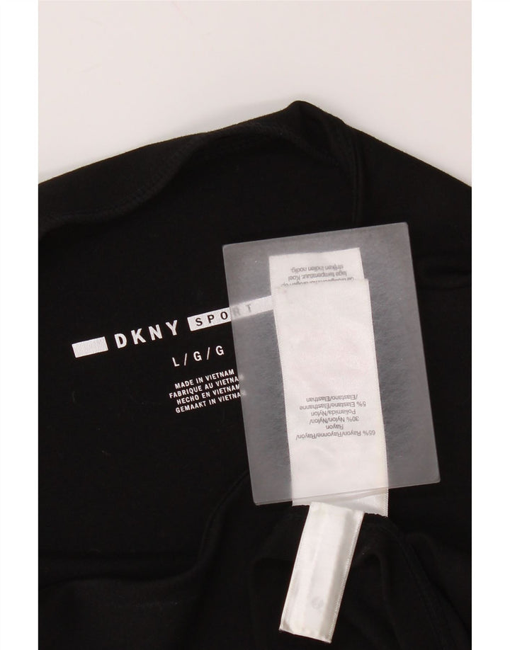 Dkny Top grafic pentru femei mâneci 3/4 UK 16, mare, negru, raion