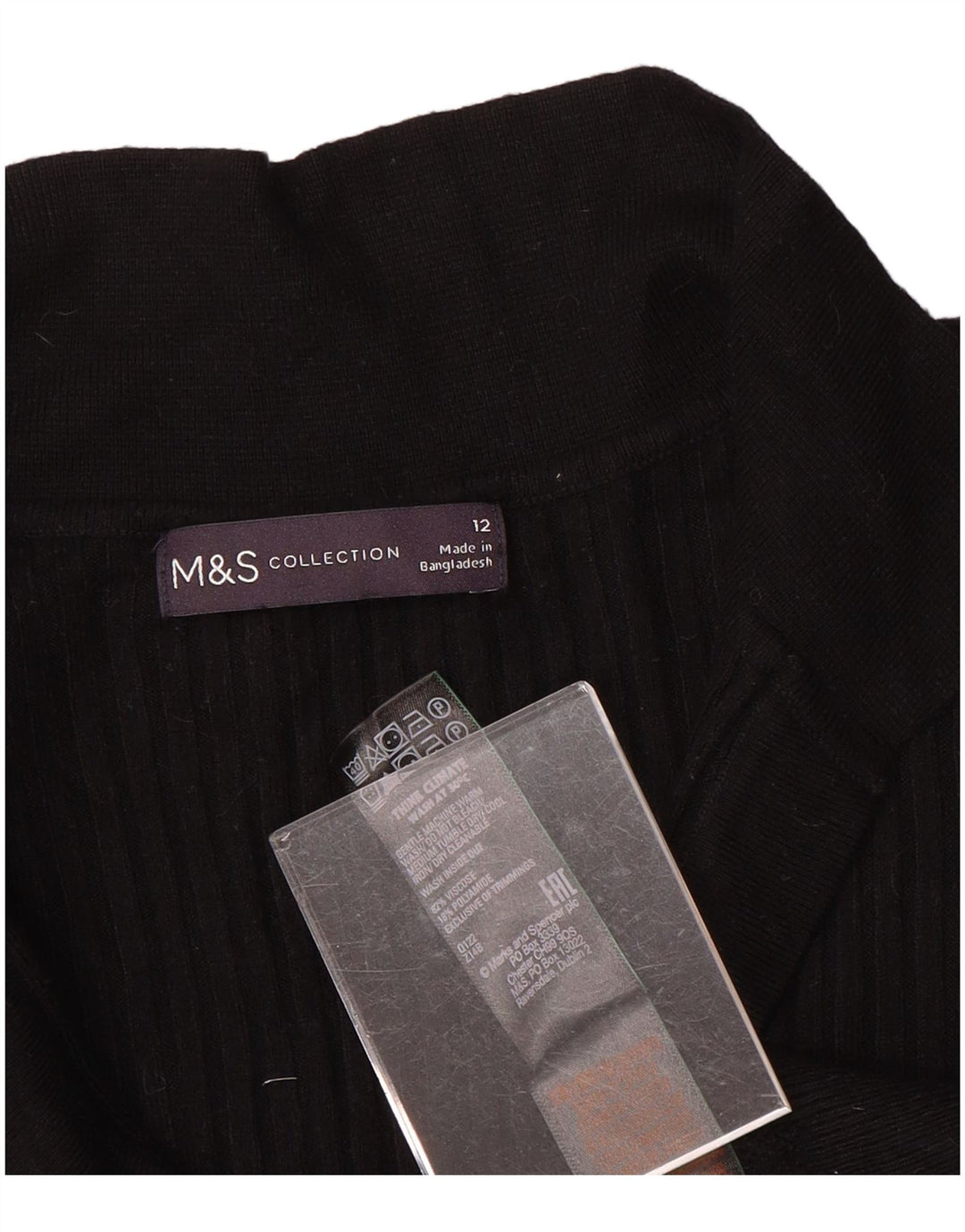 Marks & Spencer Pulover cu gât polo pentru femei UK 12 Medium Black Viscose