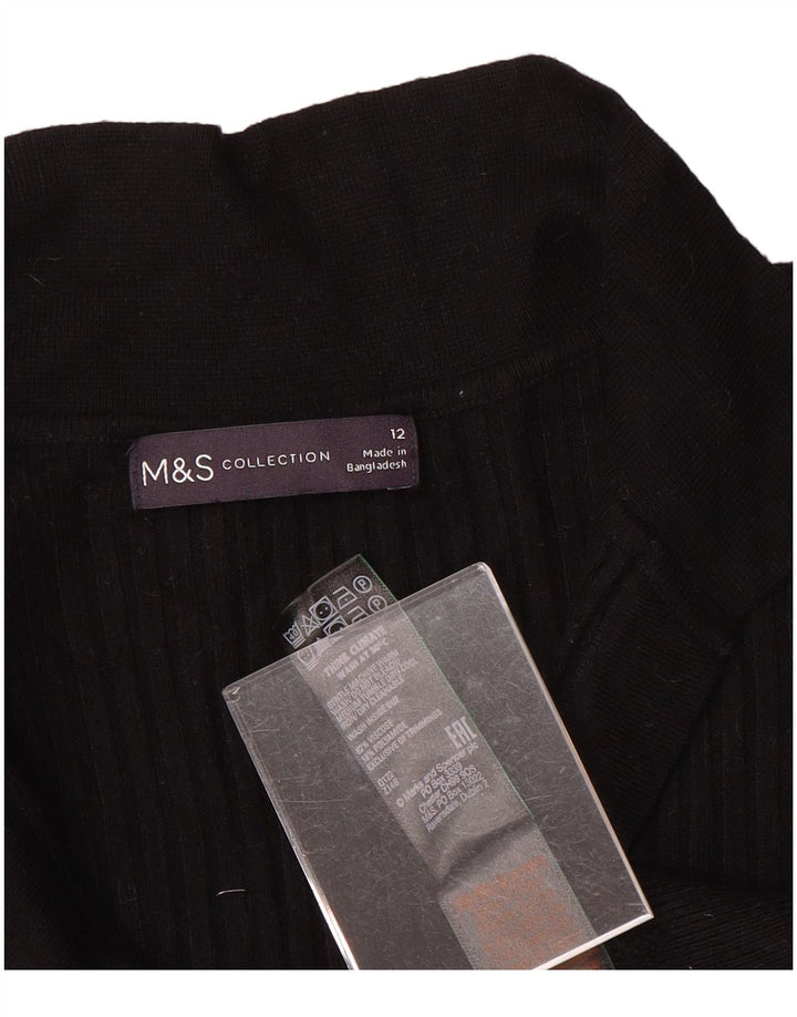 Marks & Spencer Pulover cu gât polo pentru femei UK 12 Medium Black Viscose