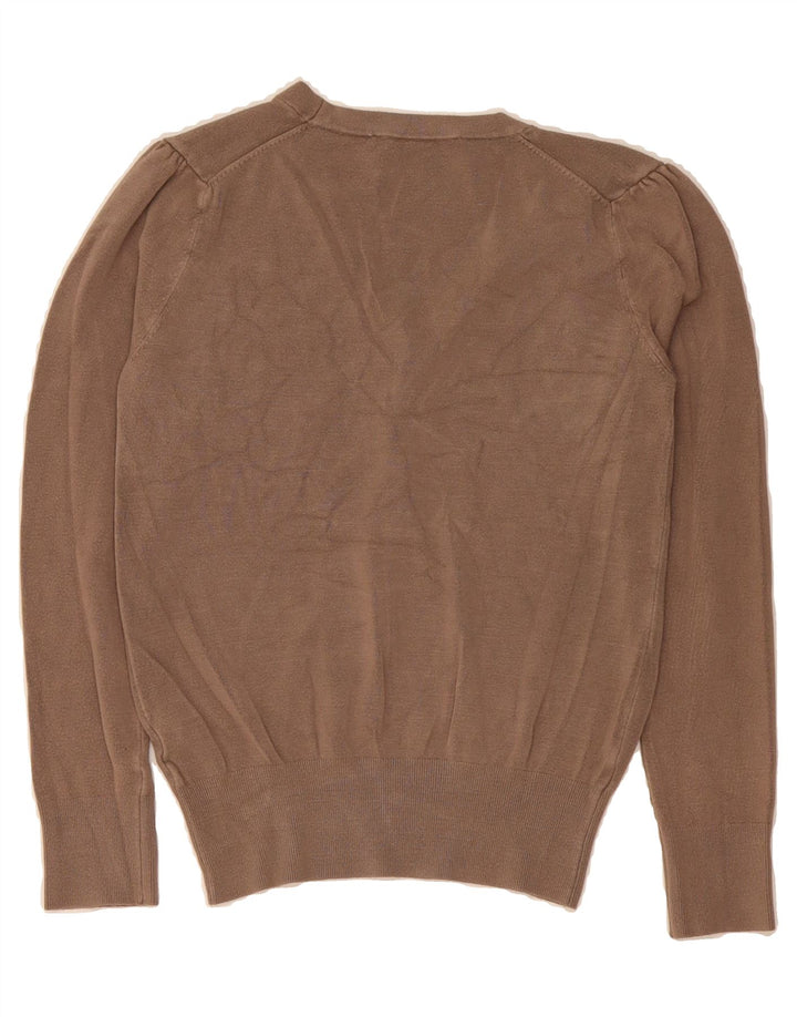 ZARA Womens V-Neck Jumper Sweater UK 12 Medium Brown Viscose Vintage Zara and Second-Hand Zara from Messina Hembry 