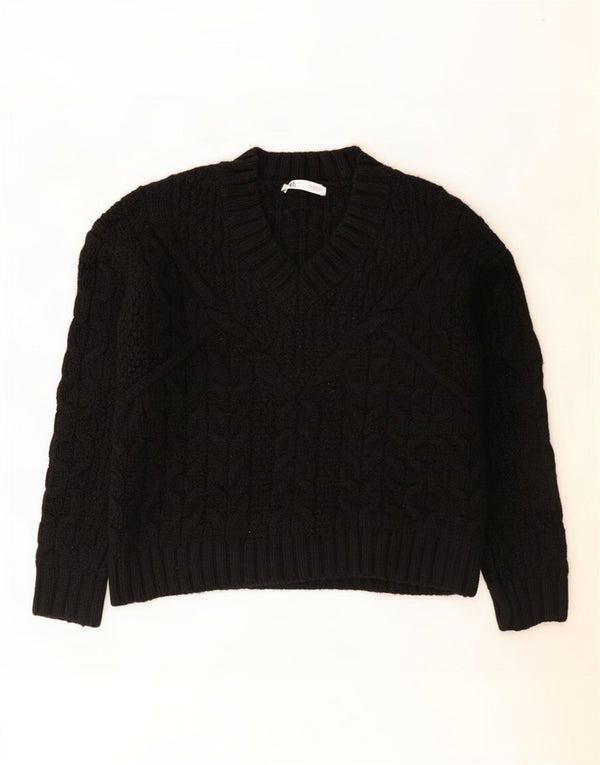 Pulover de damă Zara supradimensionat cu decolteu în V UK 10, mic, negru, acrilic