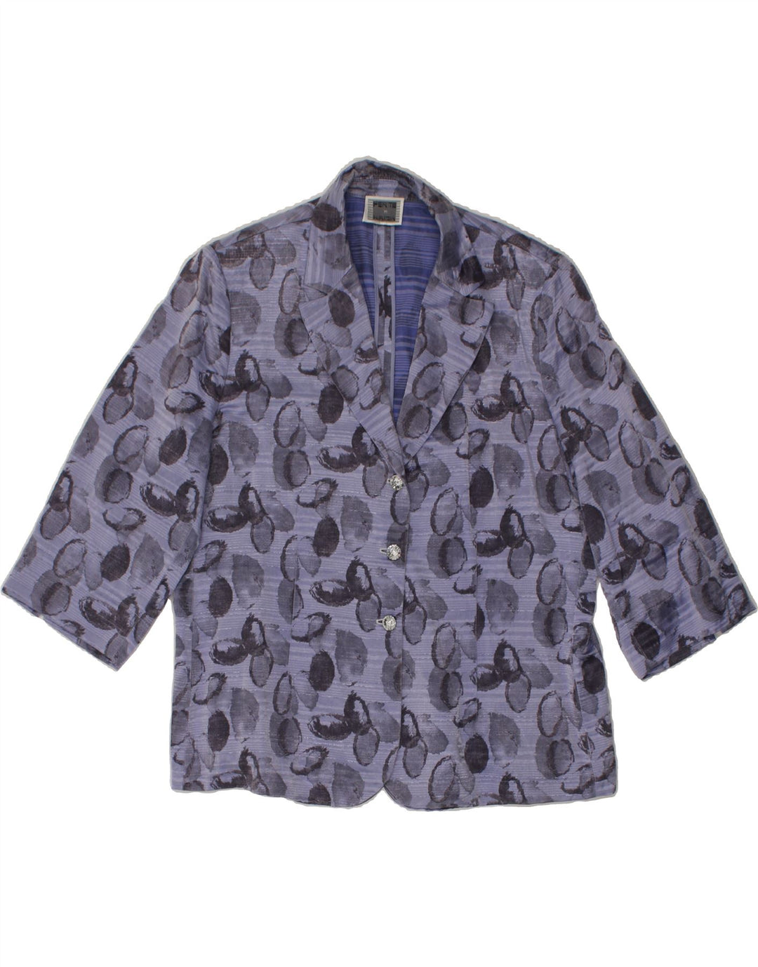 PERTE BY KRIZIA Womens 3/4 Sleeve 3 Button Blazer Jacket UK 18 XL Blue Vintage Perte by Krizia and Second-Hand Perte by Krizia from Messina Hembry 