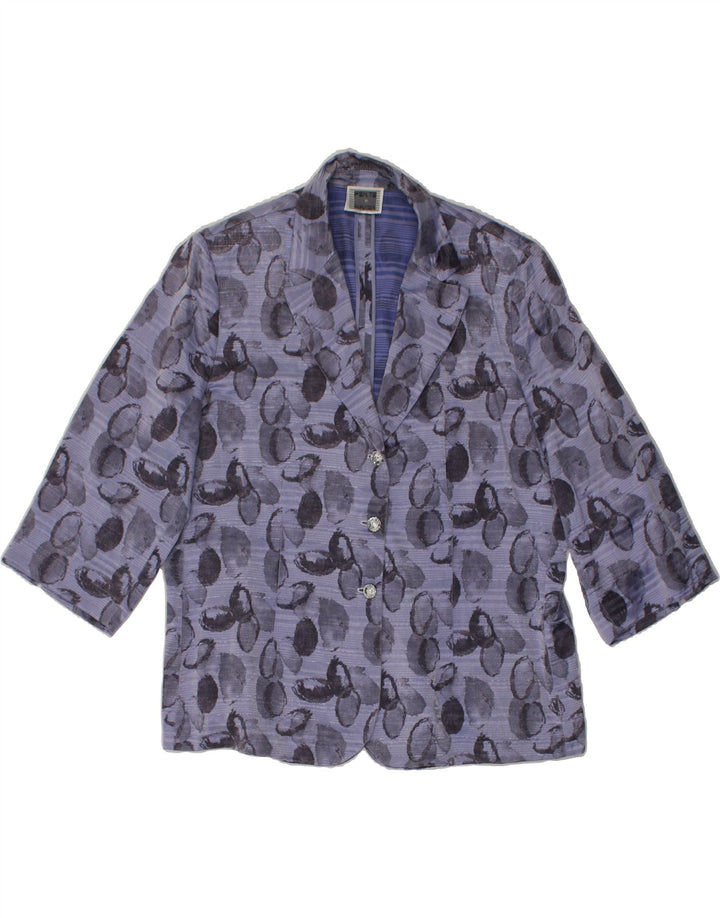 PERTE BY KRIZIA Womens 3/4 Sleeve 3 Button Blazer Jacket UK 18 XL Blue Vintage Perte by Krizia and Second-Hand Perte by Krizia from Messina Hembry 