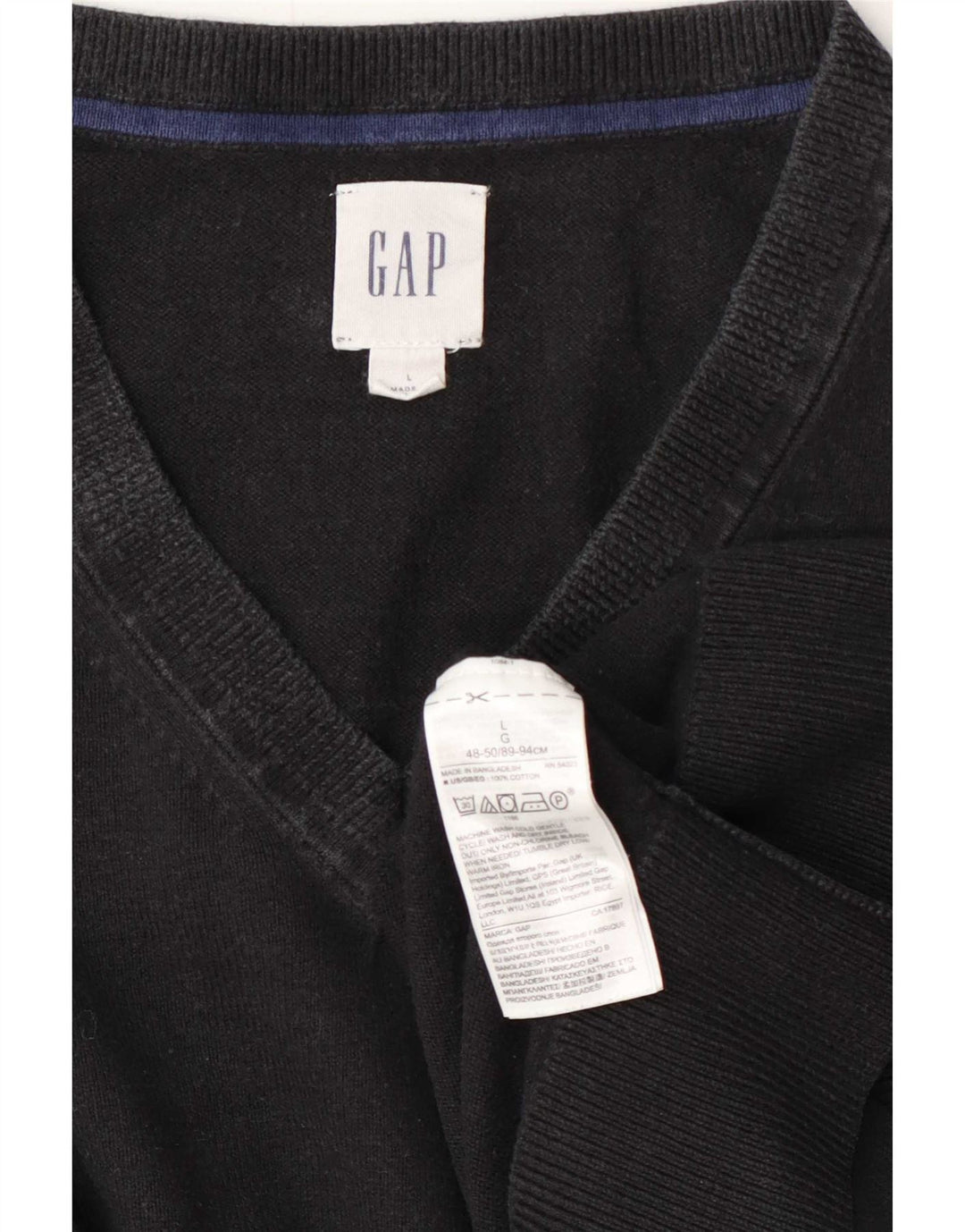 Pulover pentru bărbați Gap cu decolteu în V, mare, negru, bumbac