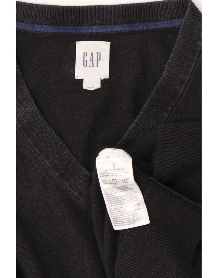 Pulover pentru bărbați Gap cu decolteu în V, mare, negru, bumbac