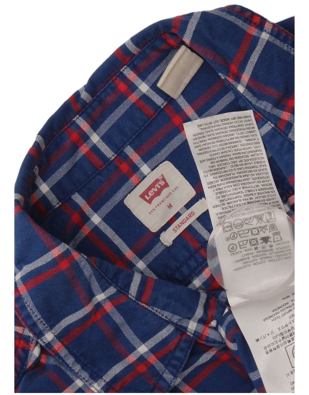 Cămașă Levi's Standard Fit pentru bărbați, bumbac cu carouri albastre medii
