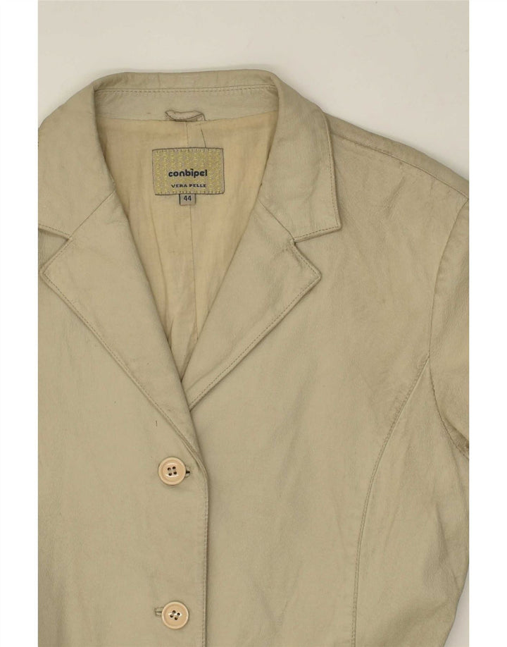 CONBIPEL Womens Leather Coat IT 44 Medium Beige Leather Vintage Conbipel and Second-Hand Conbipel from Messina Hembry 