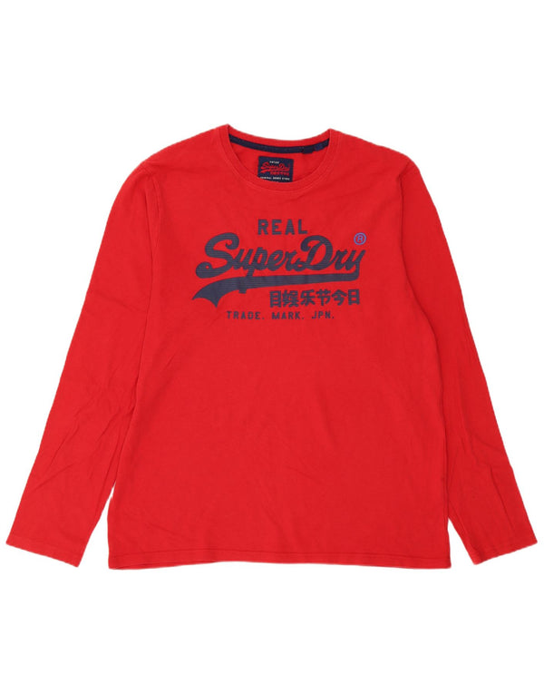 Top grafic pentru bărbați Superdry cu mânecă lungă 3XL, bumbac roșu Modern