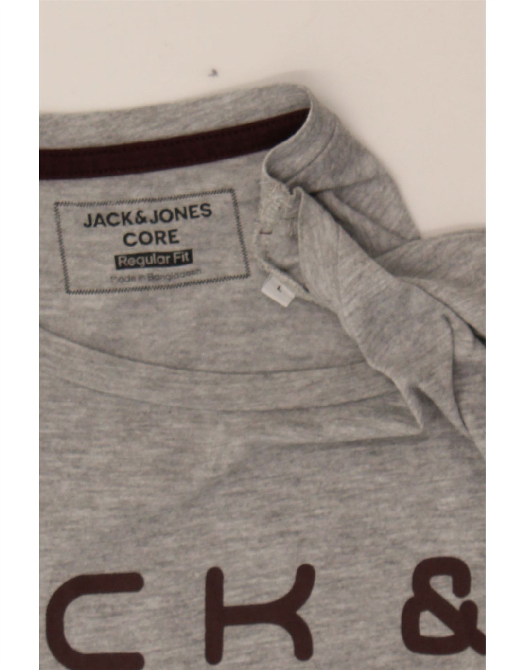 JACK & JONES Mens Core Regular Fit Graphic T-Shirt Top Large Grey Cotton Vintage Jack & Jones and Second-Hand Jack & Jones from Messina Hembry 
