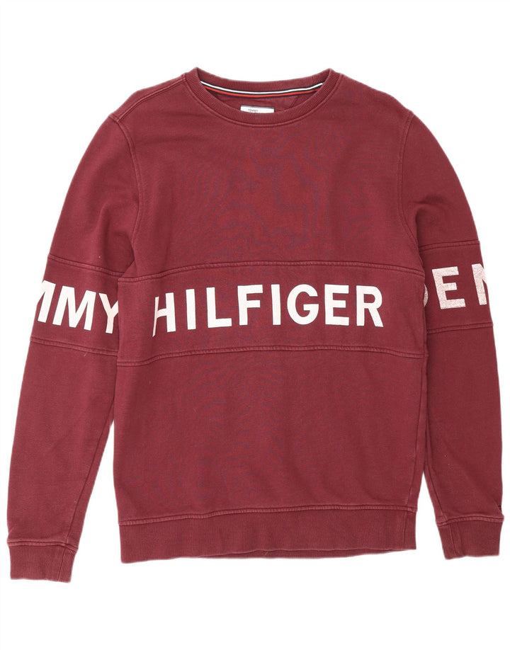 Hanorac grafic pentru bărbați TOMMY HILFIGER Pulover mediu din bumbac burgundy