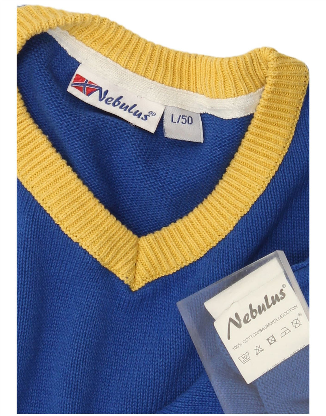 Pulover cu decolteu în V NEBULUS pentru bărbați, mare, albastru, bumbac