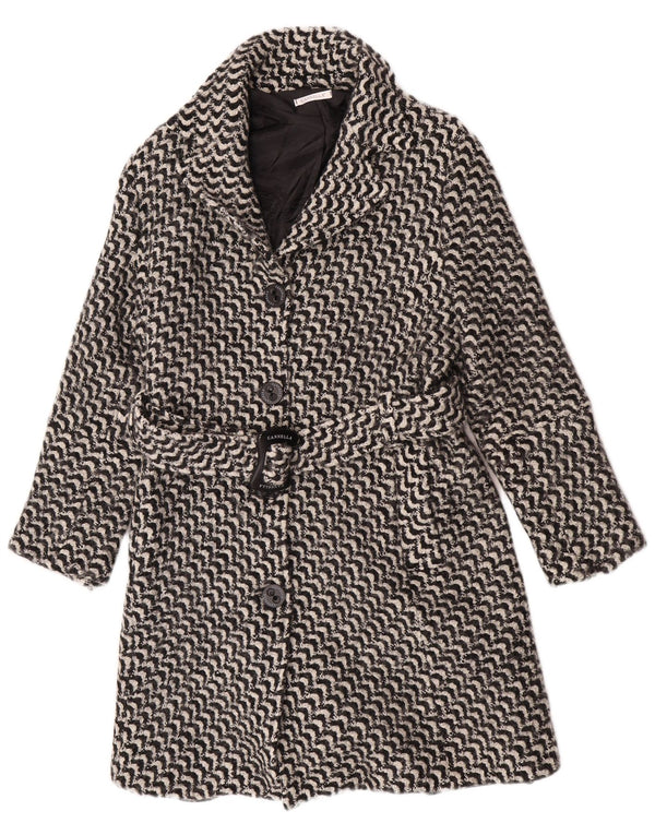 Pardesiu vintage pentru femei IT 50 XL acetat geometric negru