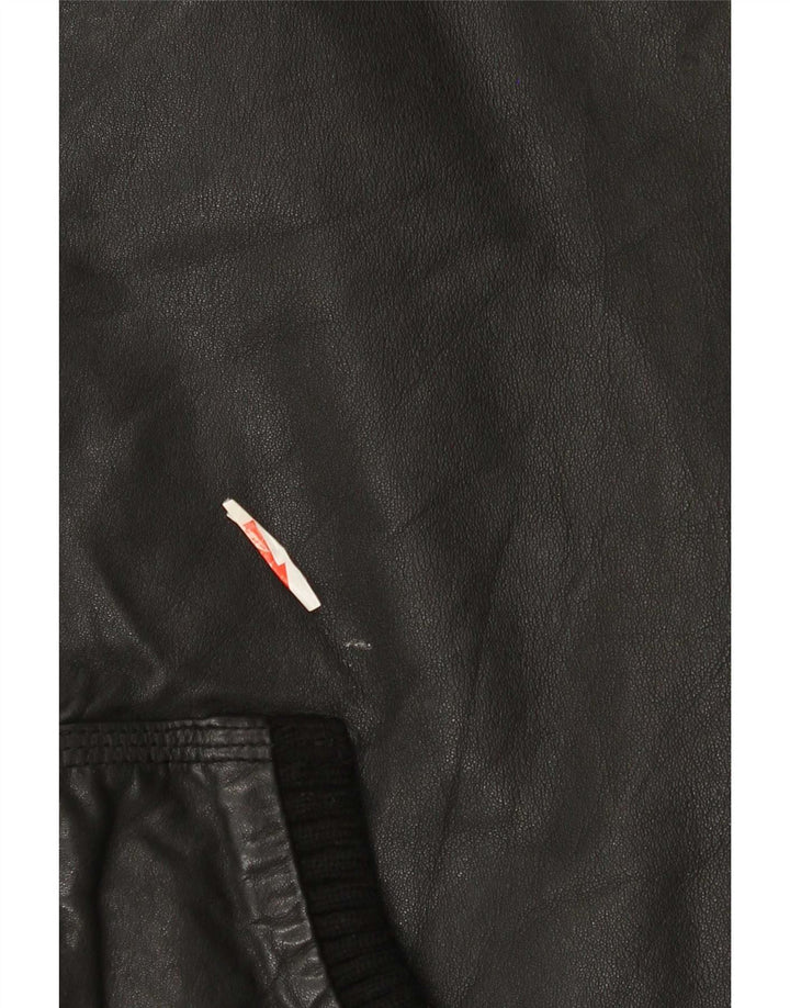 Jachetă militară din piele cu glugă Superdry pentru bărbați UK 38 Medium Black
