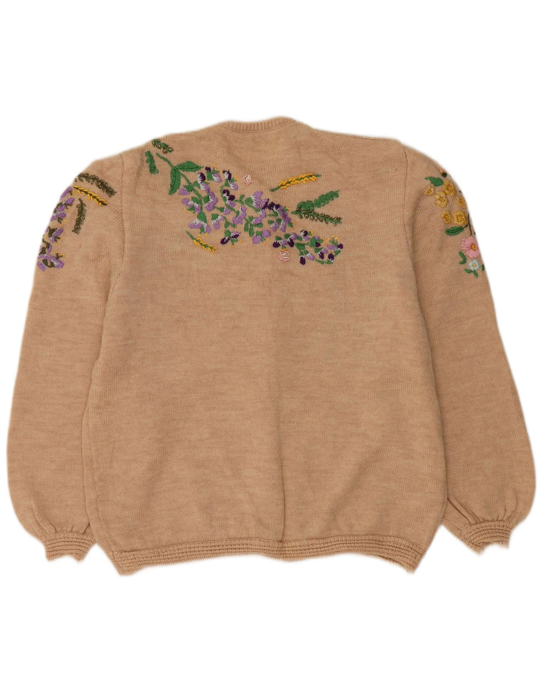 Pulover cardigan pentru femei VINTAGE UK 14 mare, bej, floral