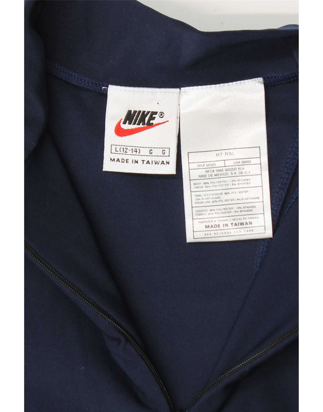 Top de trening Nike pentru fete cu fermoar și gât, 12-13 ani, mare, bleumarin