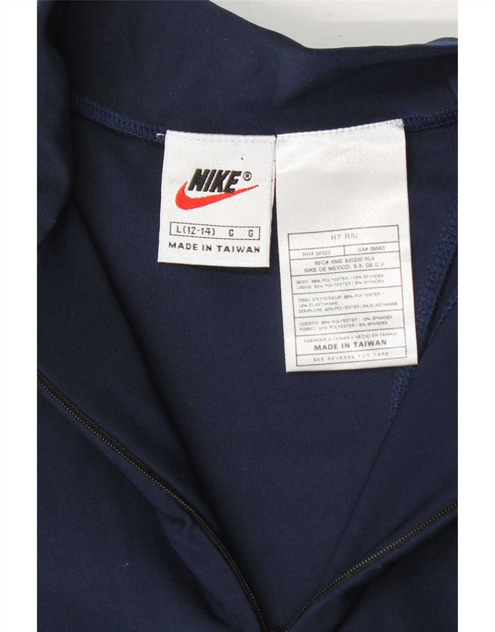 Top de trening Nike pentru fete cu fermoar și gât, 12-13 ani, mare, bleumarin