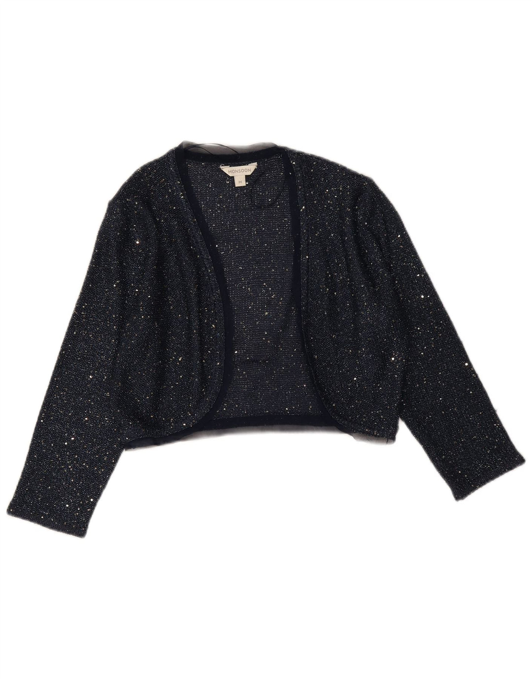 Pulover Bolero pentru femei Monsoon, cu mâneci 3/4, UK 12, mediu, bleumarin, poliester