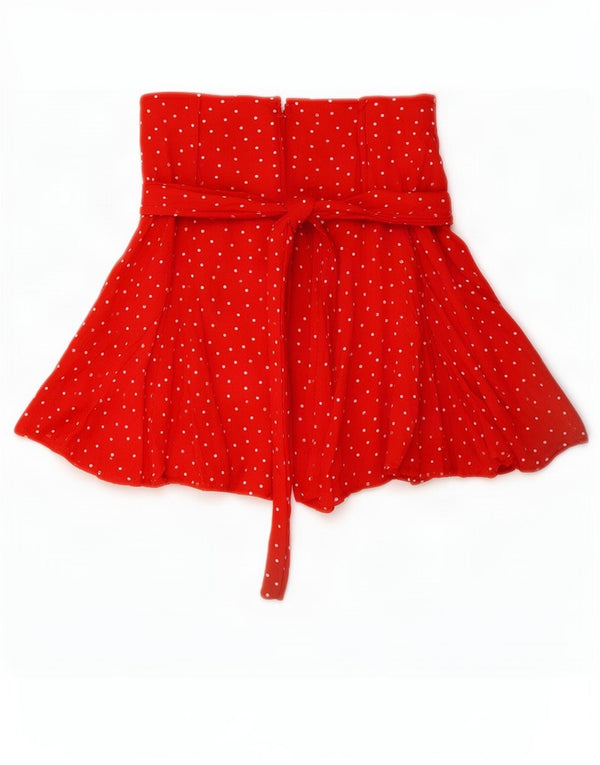Pantaloni scurți Zara femei cu talie mare UK 4 XS W24 Red Spotted Viscose