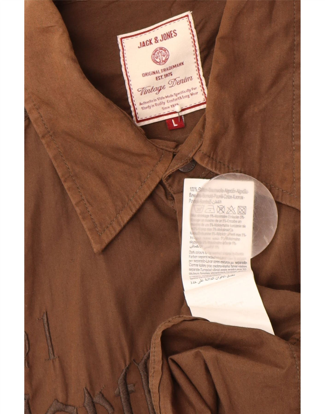 Cămașă cu grafică Jack & Jones pentru bărbați, bumbac maro mare