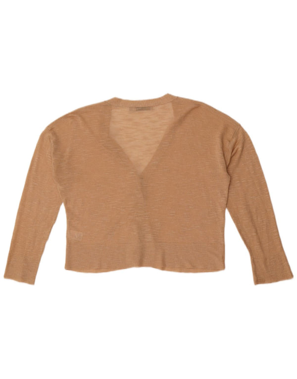 Pulover cardigan crop Oasis pentru femei UK 14 Medium Bej Viscoză cu pături