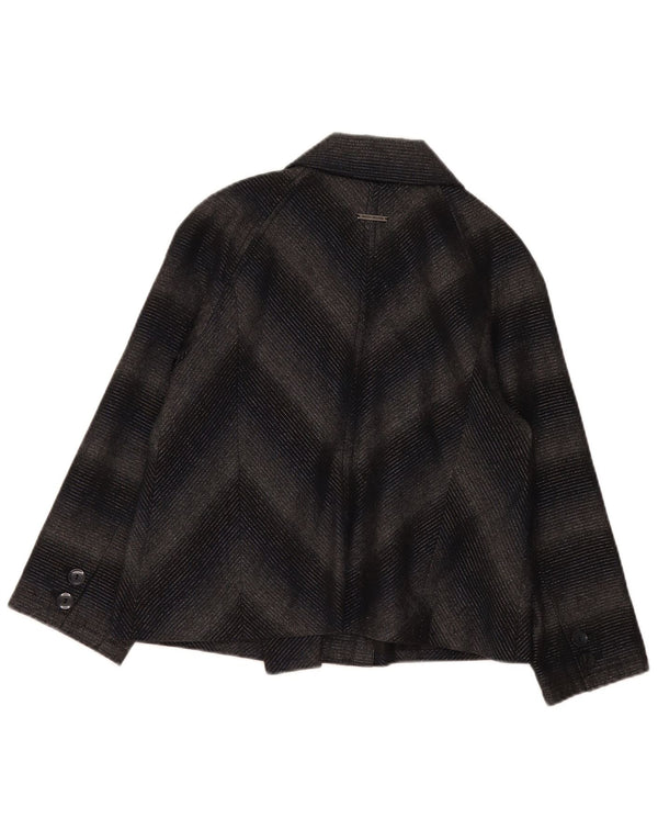 Dkny Jachetă cu două piept pentru femei UK 16, mare, gri, chevron, acrilic