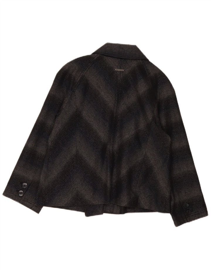 Dkny Jachetă cu două piept pentru femei UK 16, mare, gri, chevron, acrilic