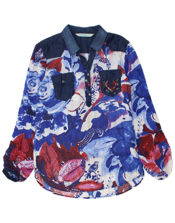 Bluză cămașă pulover pentru femei Desigual UK 10 Small Blue Floral