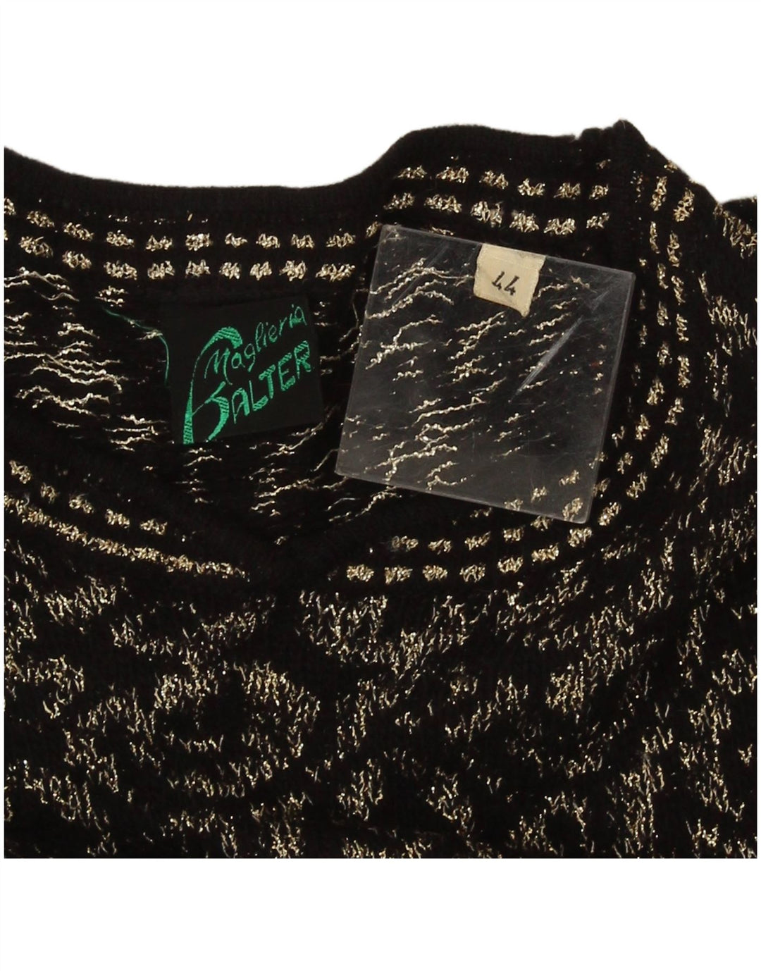 Pulover vintage pentru femei cu decolteu rotund IT 44 Medium Negru Geometric
