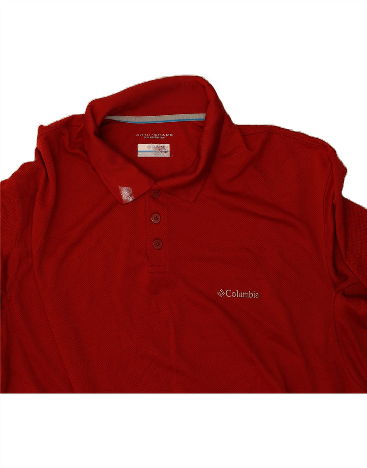 COLUMBIA Mens Polo Shirt 2XL Red Polyester Vintage Columbia and Second-Hand Columbia from Messina Hembry 