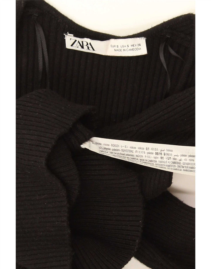 Crop Top pentru femei Zara UK 8 Small Black Viscose