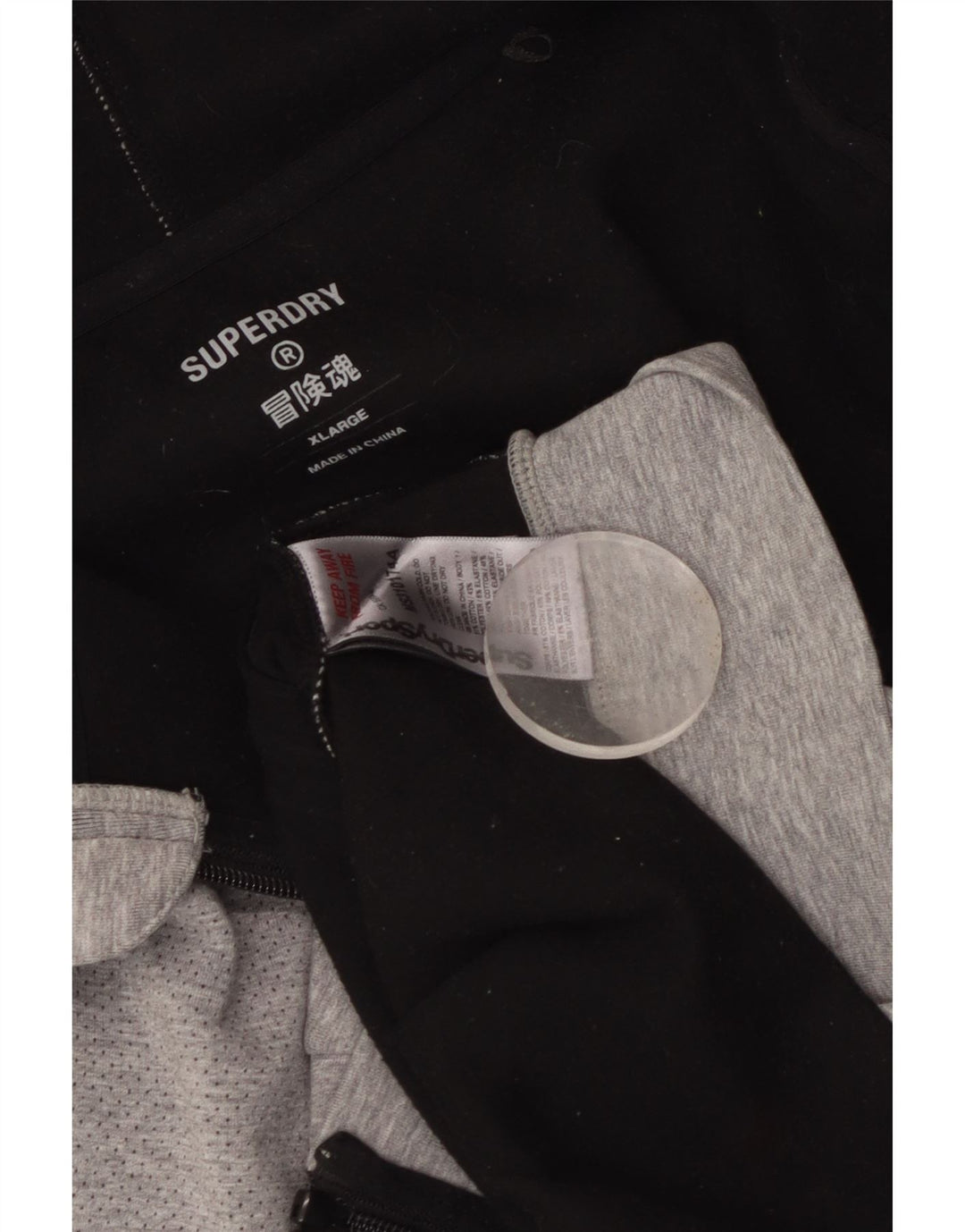 SUPERDRY Pulover cu glugă cu fermoar grafic pentru bărbați XL bumbac gri