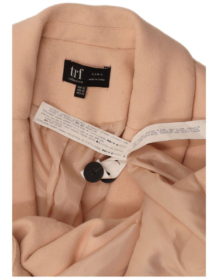 ZARA Womens Double Breasted Coat UK 6 XS Pink Polyester