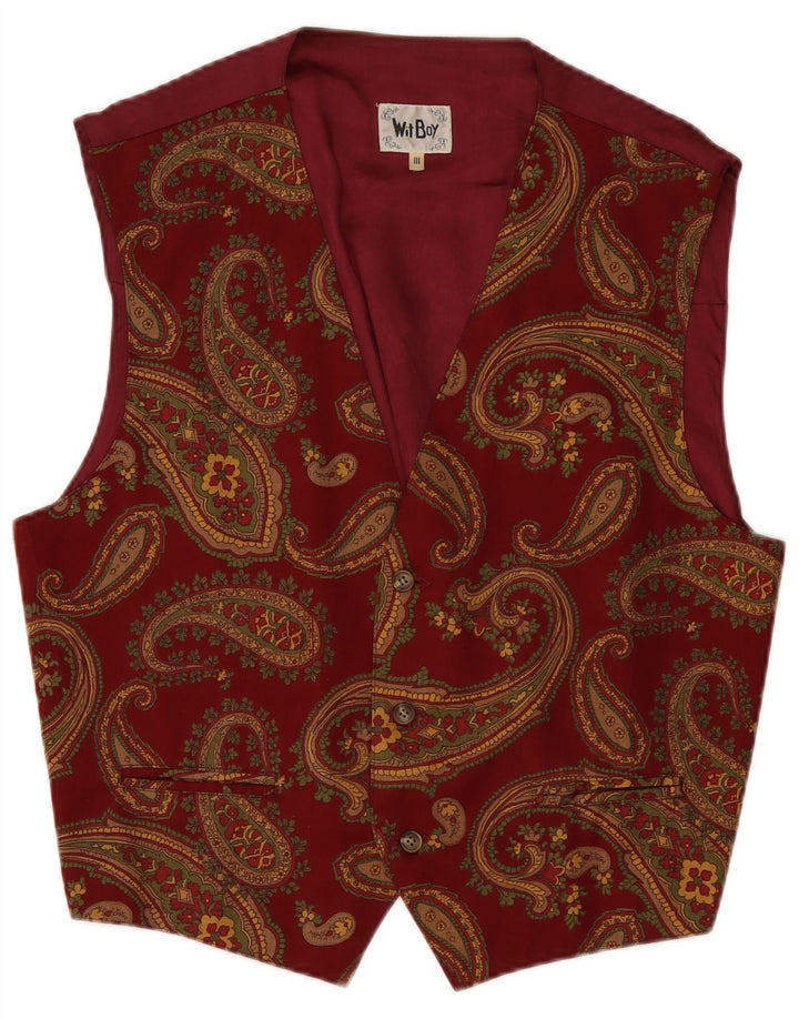 Gilet bărbați Wit Boy Viscoză Paisley Burgundy Mediu