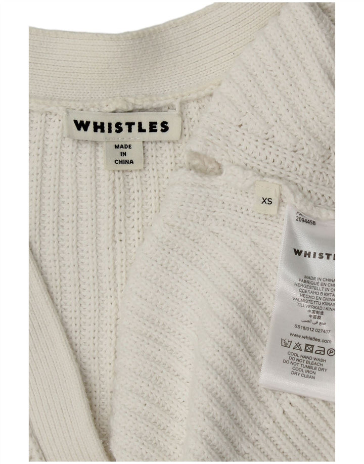 WHISTLES Pulover cardigan deschis supradimensionat pentru femei UK 6 XS Bumbac alb