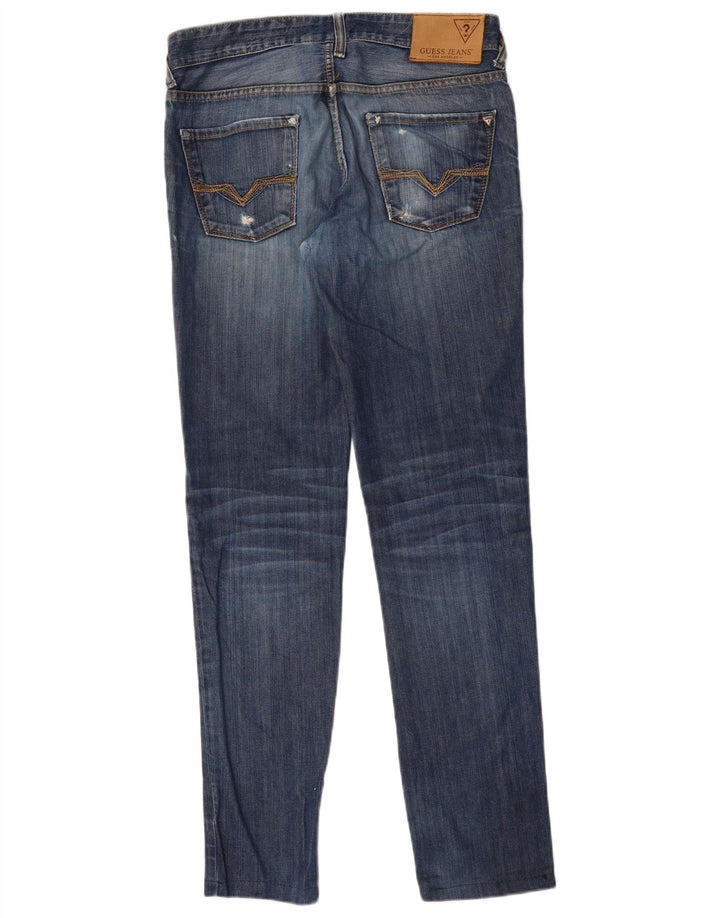 GUESS Mens Slim Jeans W30 L31 Blue Cotton