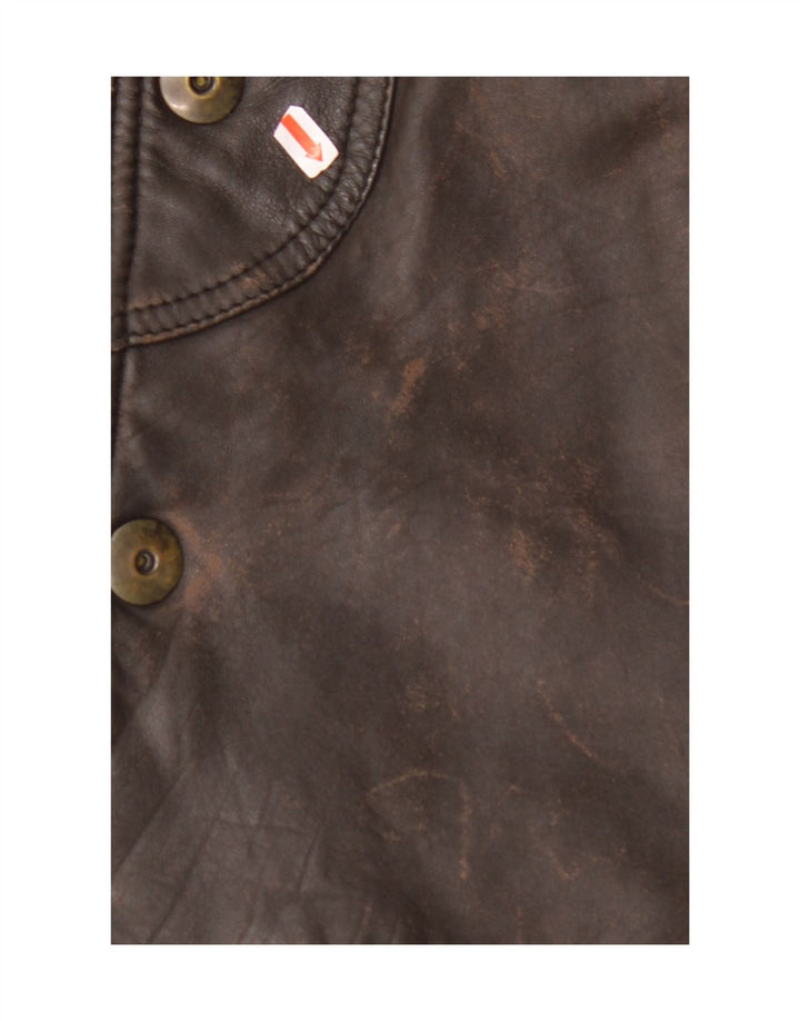 Palton din piele pentru bărbați MARCOS IT 50 din piele maro mare