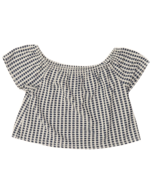Top Crop Trafaluc pentru femei Zara UK 10 Small Blue Check Poliester