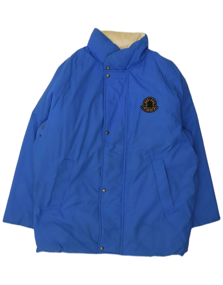 Jachetă căptușită cu glugă Moncler pentru bărbați Mărimea 3, mare, albastră, poliamidă