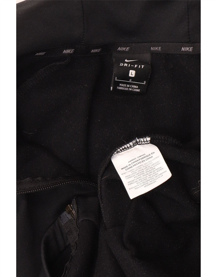 Pulover NIKE pentru bărbați Dri Fit, cu fermoar, poliester mediu negru