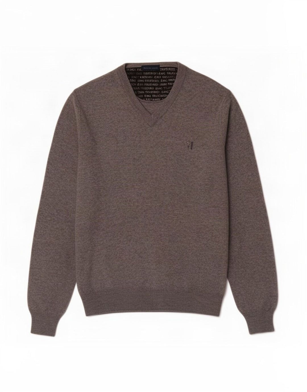 Pulover pentru bărbați Trussardi Jeans cu decolteu în V, mare, gri, pete