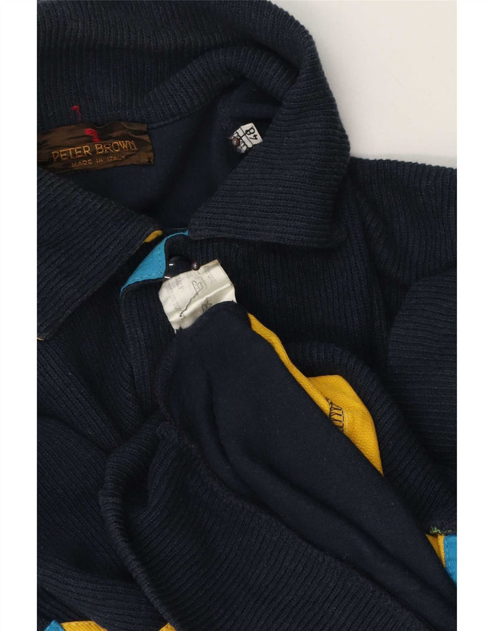 Pulover cardigan pentru bărbați Peter Brown IT 48, mediu, bleumarin, bumbac color bloc