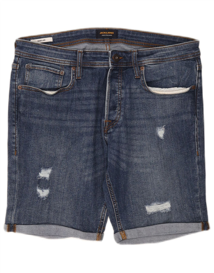 Pantaloni scurți Jack & Jones pentru bărbați, obișnuiți, din denim învechit, mari W36, bumbac albastru