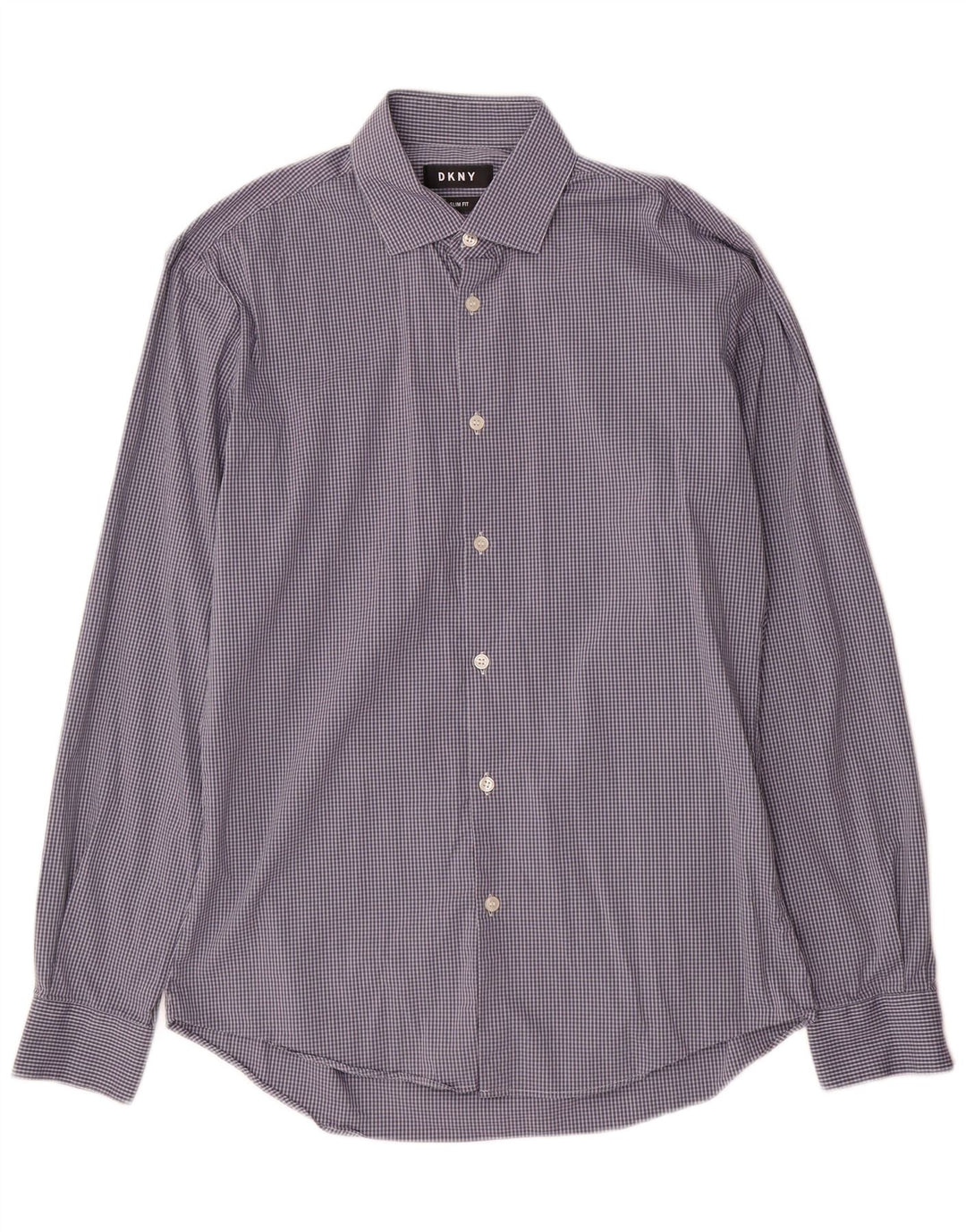 Cămașă pentru bărbați Dkny Slim Fit Mărimea 39 15/5 Bumbac cu check albastru mediu