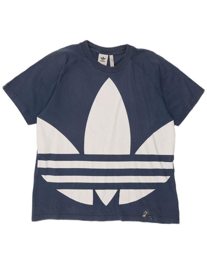 Tricou grafic pentru bărbați Adidas Top, bumbac albastru mediu