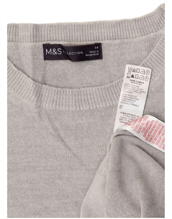 Pulover pentru femei Marks & Spencer cu decolteu rotund UK 14 Medium Gri Acrilic