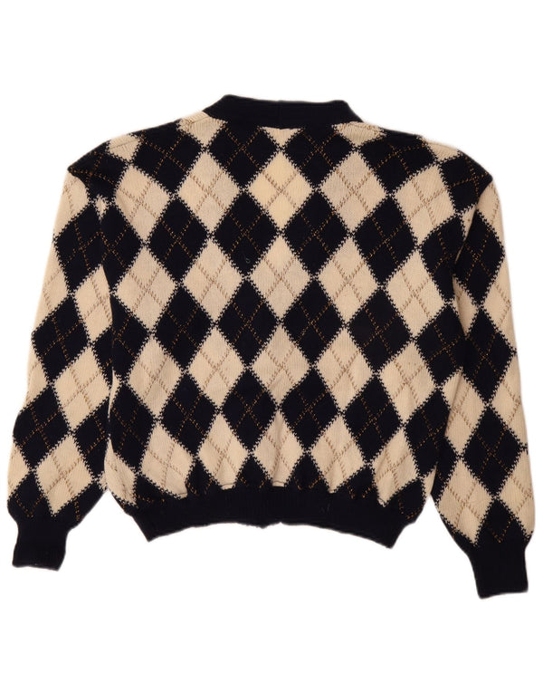 Pulover Cardigan Vintage pentru Damă IT 48 XL Bej Argyle/Diamond