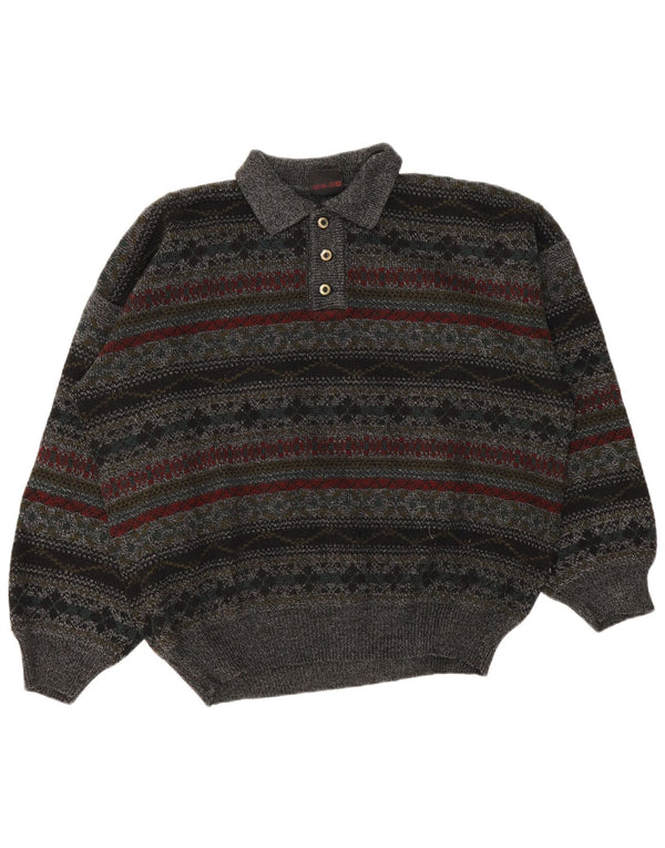 Tricou polo vintage pentru bărbați XL Gri Fair Isle
